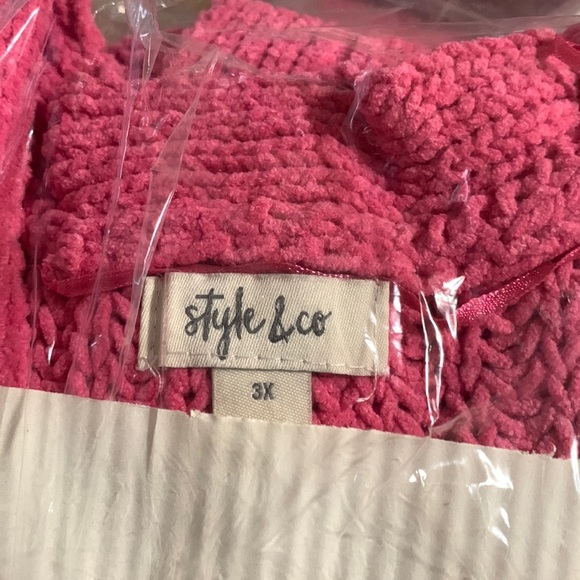Style & Co Chenille Pink Bubble Gum Knit Cardigan - Picture 5 of 5